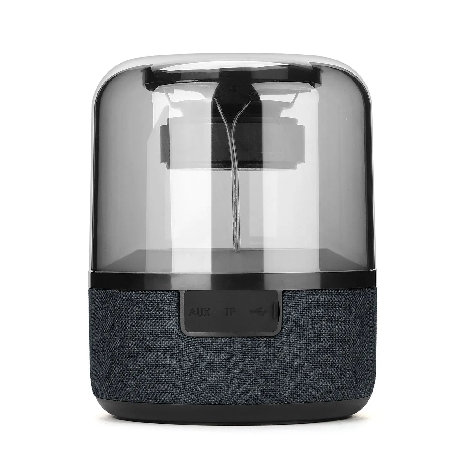 Black Four-Colour Light Touch Wireless Bluetooth Speaker with illuminated controls on a dark surface.