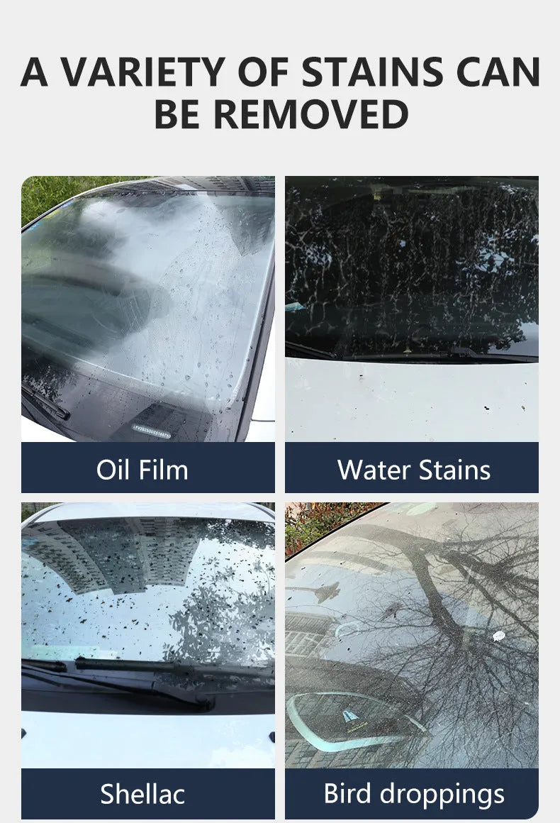 Glass oil film remover cleaning cream paste in bottle for car and window cleaning.