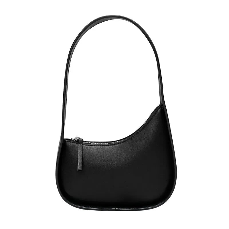 Genuine cowhide leather ladies half moon handbag with wide shoulder strap in four colour options