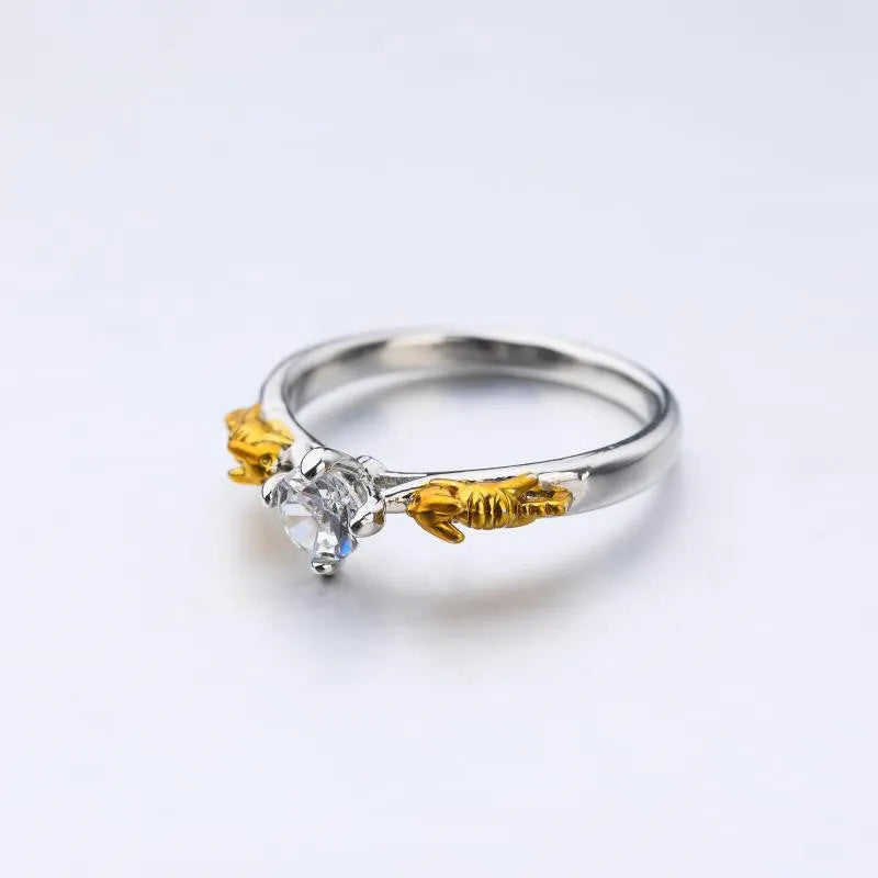 Crown style crystal ring in black gold finish on copper base for cosplay jewellery