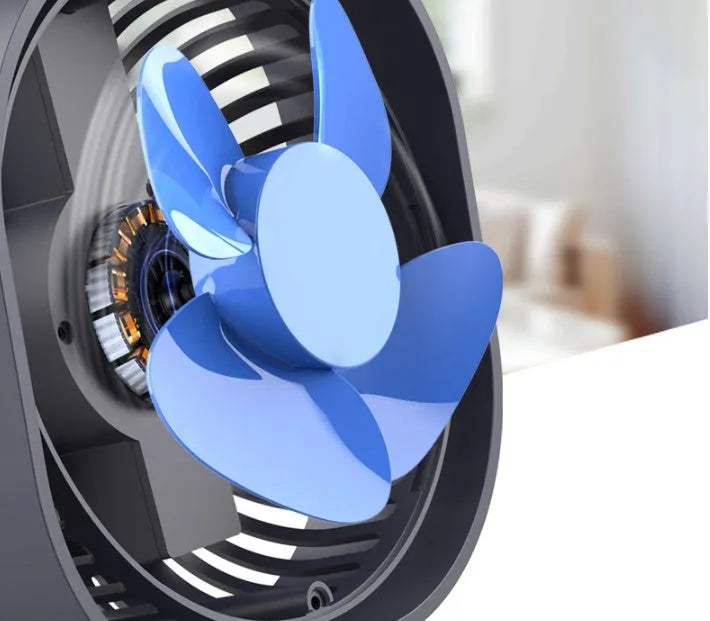USB desk fan alarm clock with rotating head in modern simple style