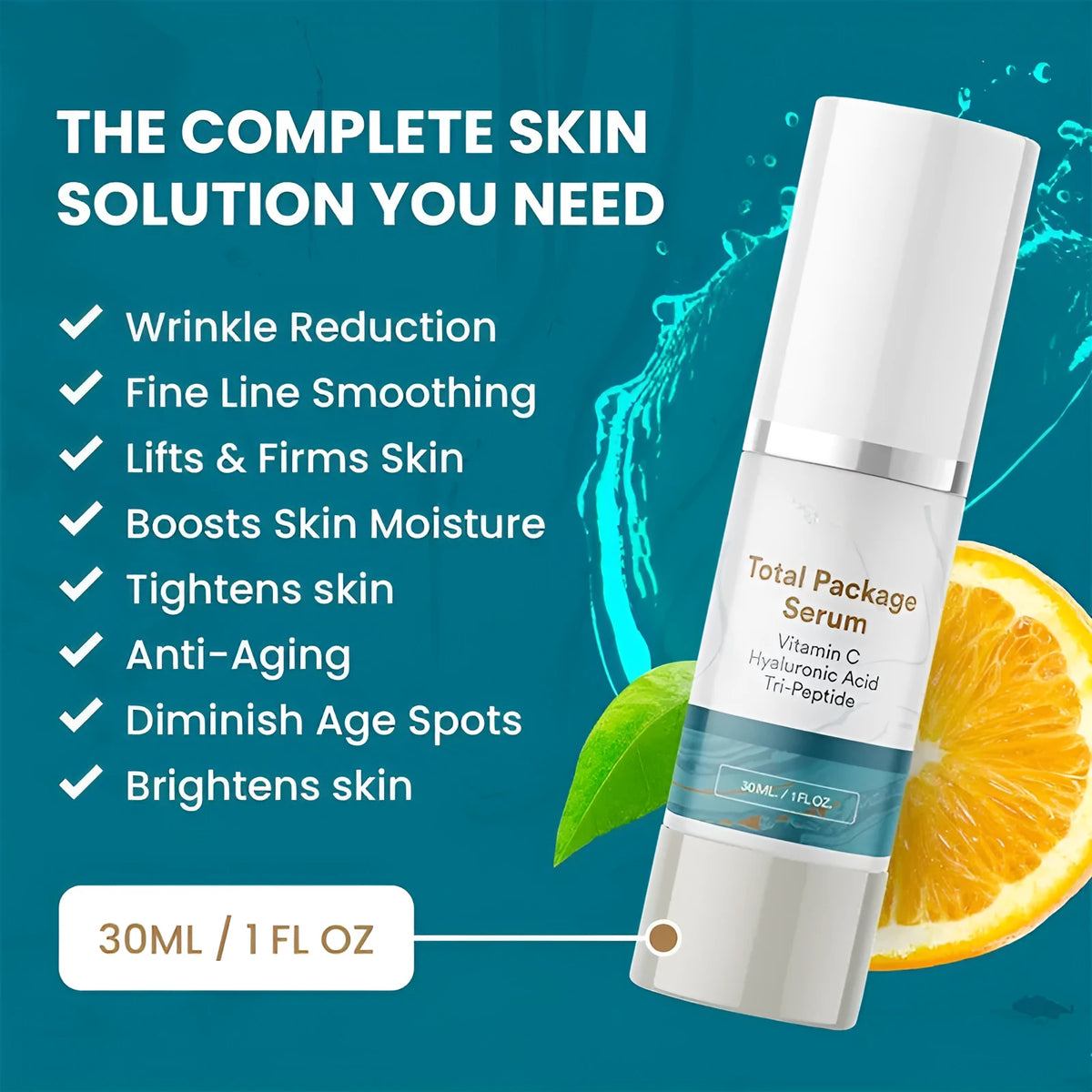 30ml facial essence bottle with applicator for moisturising and brightening skincare