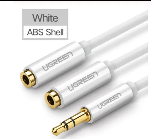 20cm headphone replacement cable with 3.5mm gold-plated connectors in black, grey or white colours