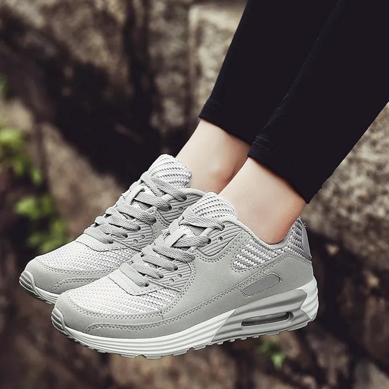 Women's casual shoes with a 3.5cm heel in beige orange, grey, and pink purple colour options.