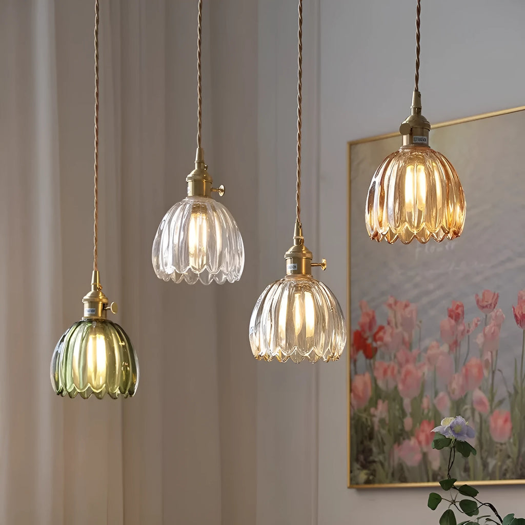 Vintage glass flower chandelier in Nordic style for bedroom ceiling installation