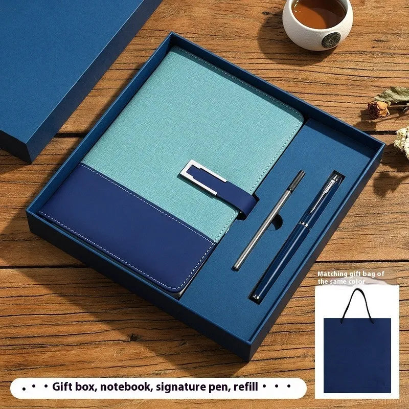 Genuine leather A5 business notebook with wood-free paper pages in multiple colour options including brown, black, green, blue, and red