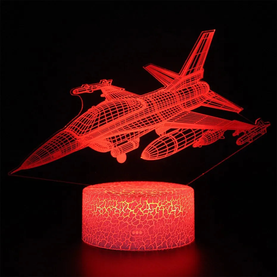 Cartoon aeroplane shaped LED night light with acrylic shade and touch control