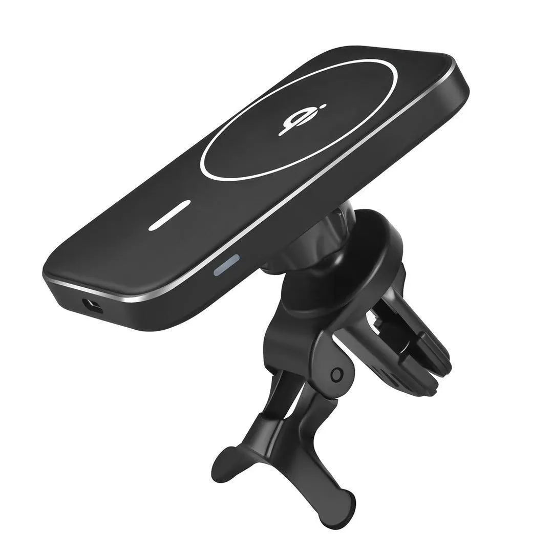 Black M6 magnetic car bracket wireless charger for dashboard or windscreen mounting