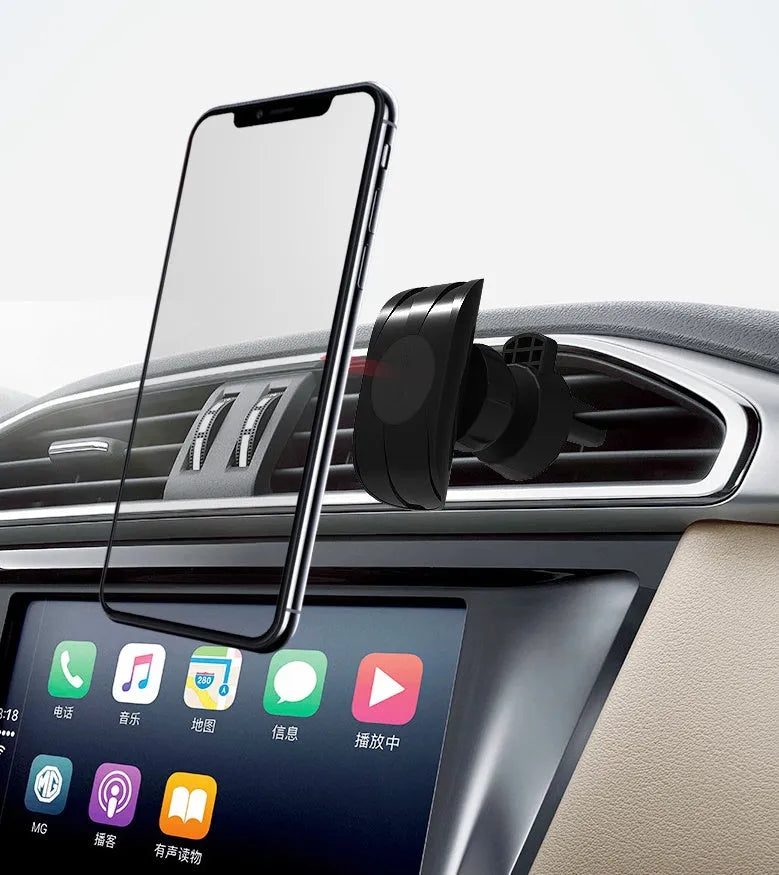 Glory black car phone holder mounted on car air vent with adjustable phone cradle