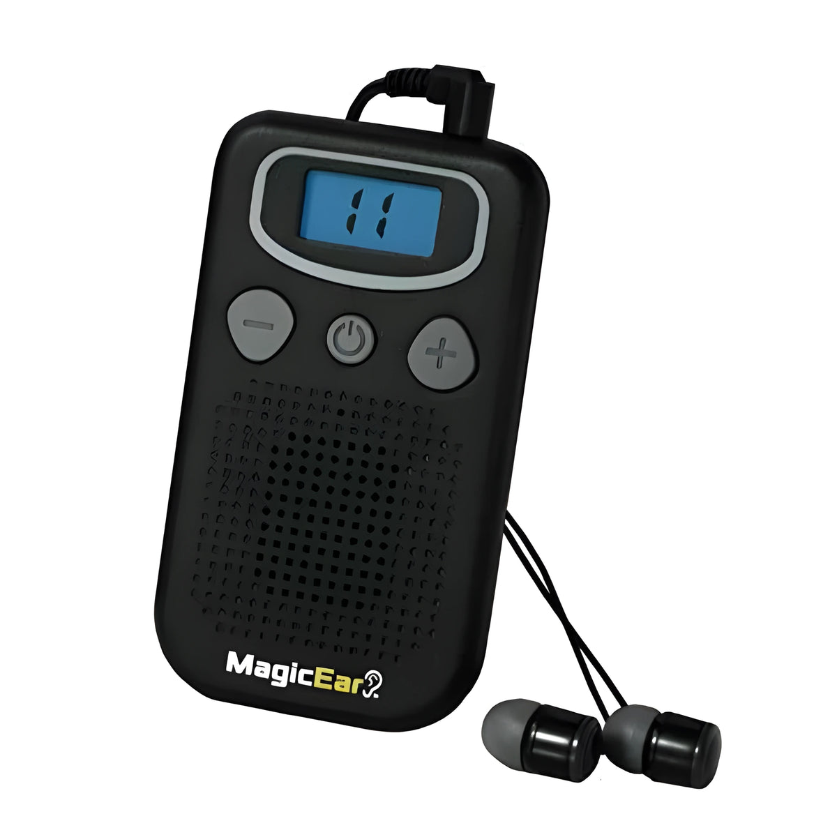 Digital hearing amplifier device with FM radio-style design in brilliant colour ABS plastic