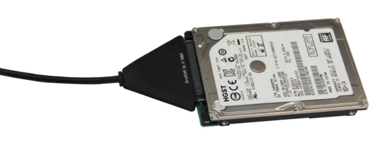 Black USB 3.0 to SATA adapter cable with 7+15 pin interface for 2.5-inch and 3.5-inch hard drives