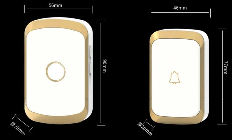 Wireless doorbell transmitter and plug-in receiver unit with 300m range and 36 melody options