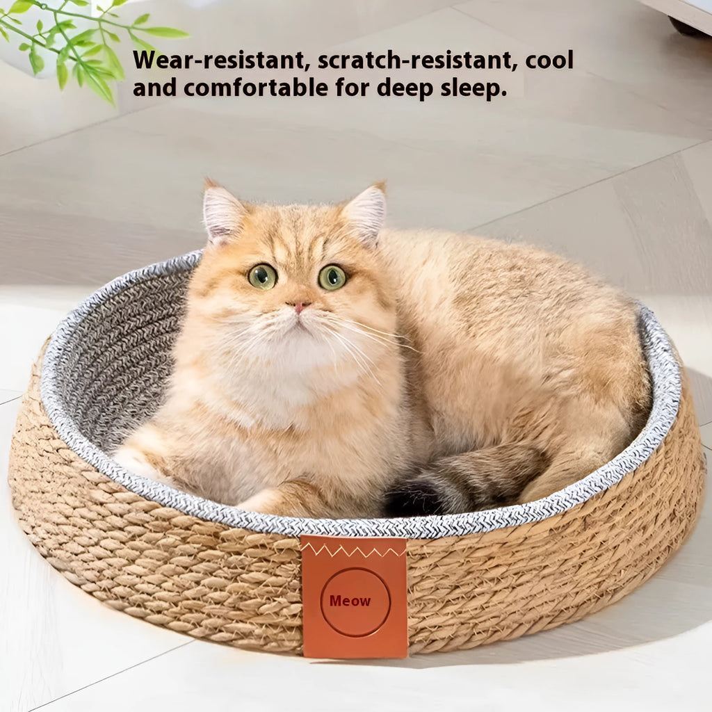 Natural rattan cat bed available in four different sizes for cats