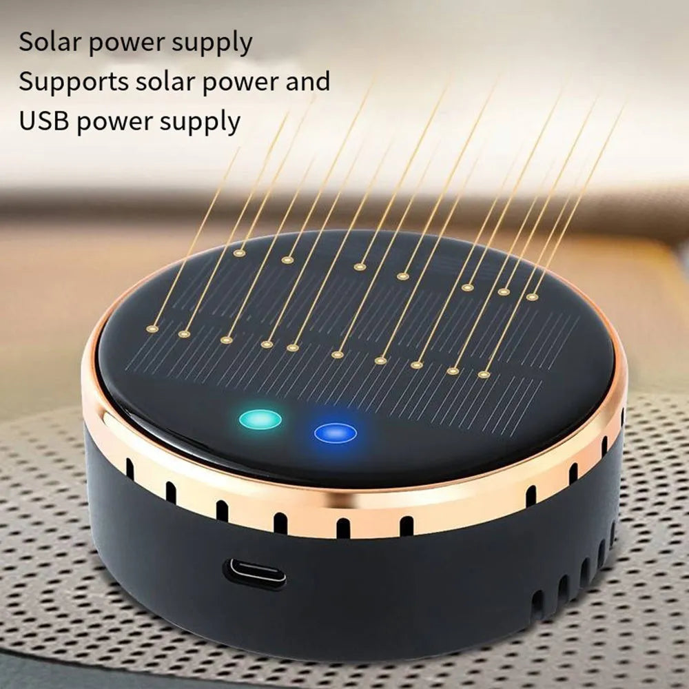Solar-powered car air humidifier mounted at vehicle air conditioning outlet