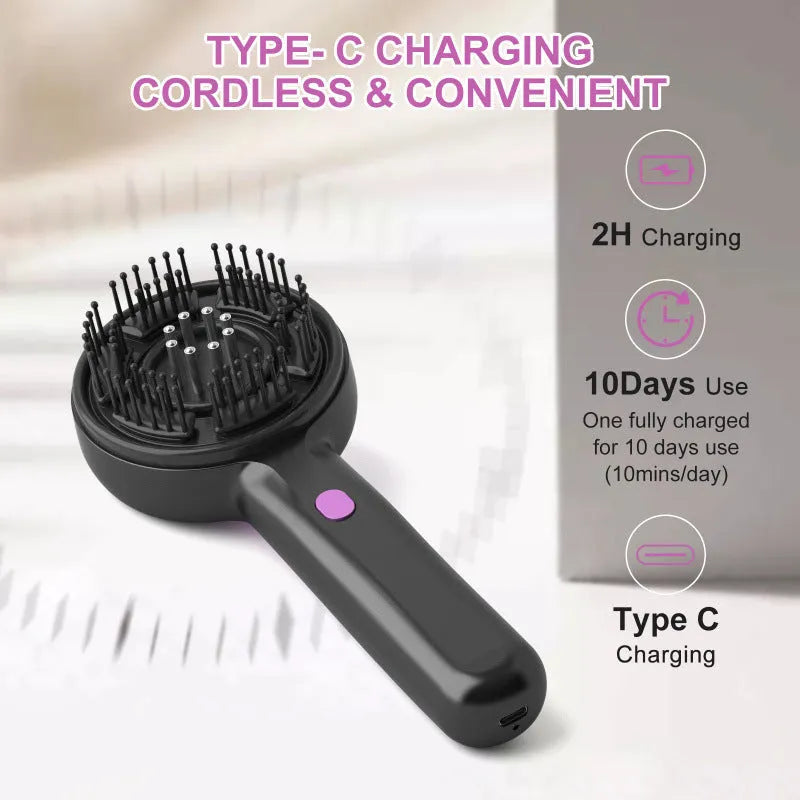 USB-powered anti-leak hair brush massage instrument in black colour