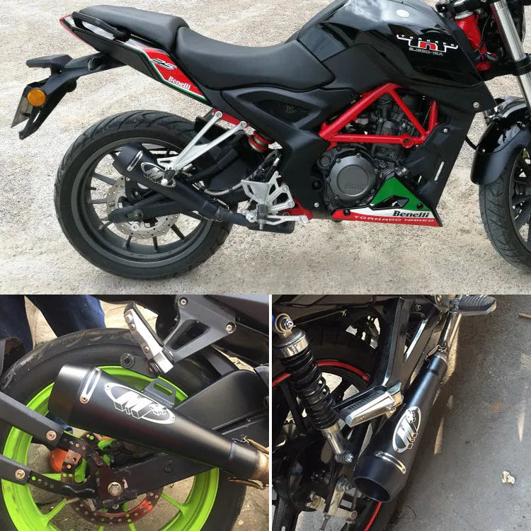 M4 universal motorcycle exhaust pipe in multiple colour finishes with back pressure variants