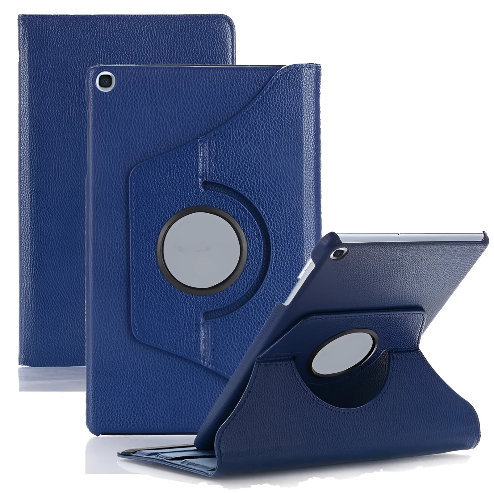 Imitation leather rotating clamshell protective sleeve for iPad, shown in rose red colour.