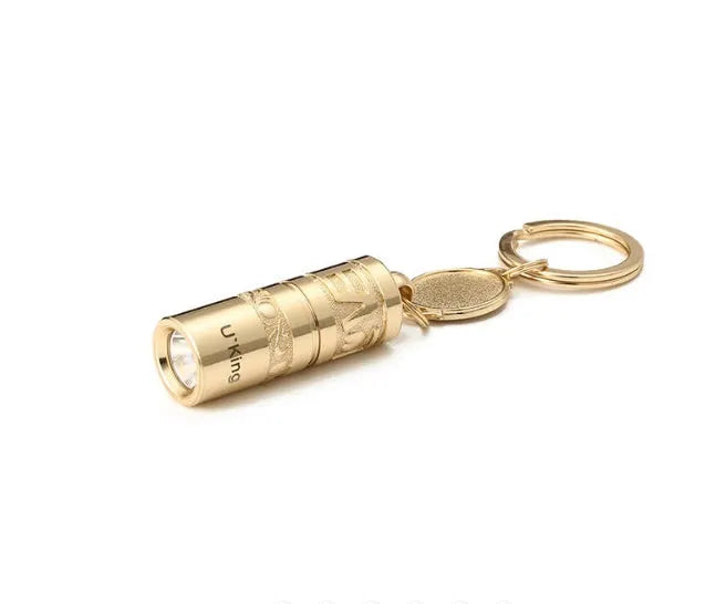 Waterproof mini portable LED flashlight keychain with gold zinc alloy housing