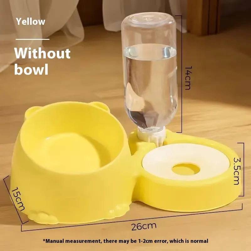 Double bowl automatic cat water fountain with stainless steel ceramic construction and plastic base