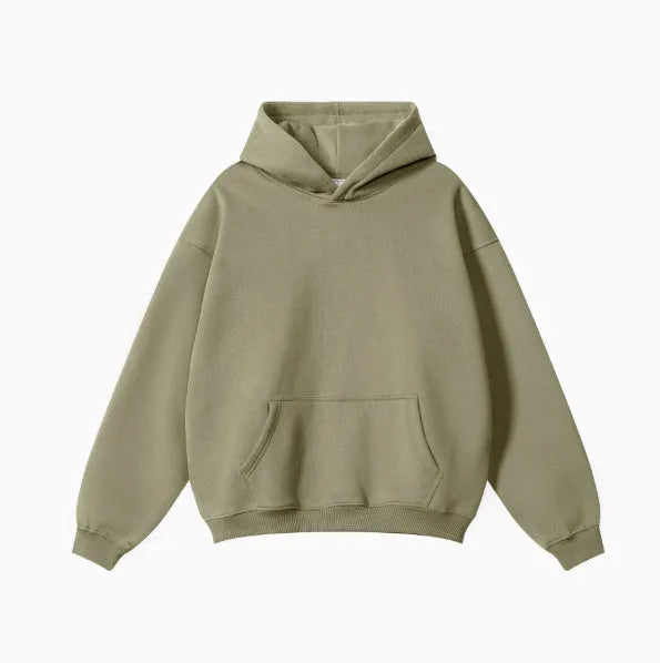 Men's cotton terry hooded sweater in loose fit with drop-shoulder sleeves available in multiple colours