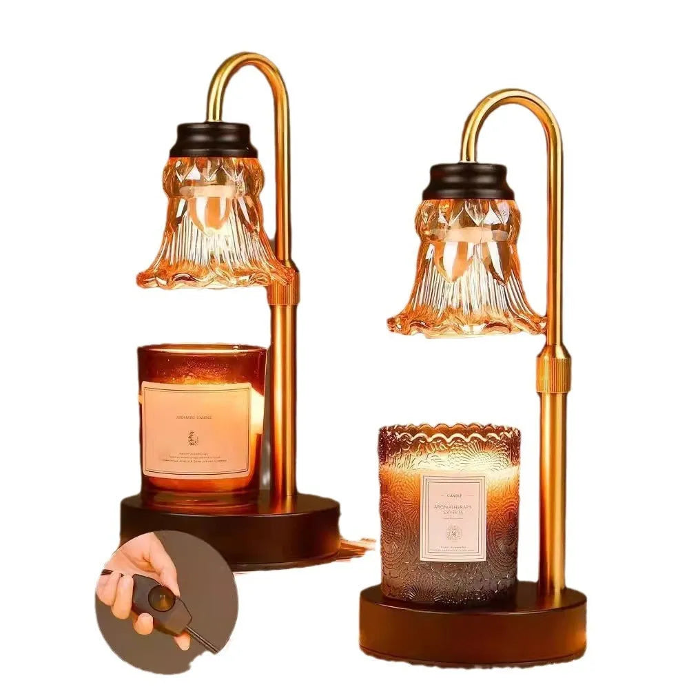 30.5cm bamboo aromatherapy wax melting lamp with lifting mechanism on wooden table