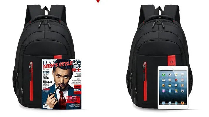 Oxford fabric backpack for teens with breathable padded straps and side zipper pockets in blue
