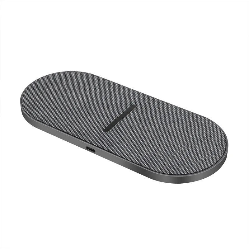 Black dual wireless charging pads for smartphones with Type-C and USB inputs