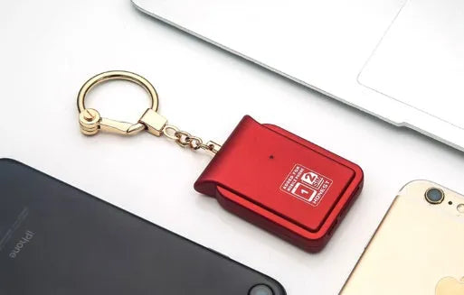 Bluetooth dual SIM adapter keychain for iPhone with leather finish and micro USB charging port
