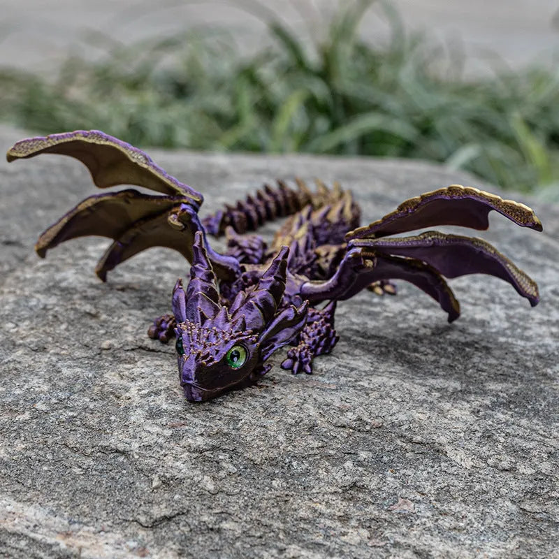 Red and gold printed dragon wings decorative toy made of PLA plastic.