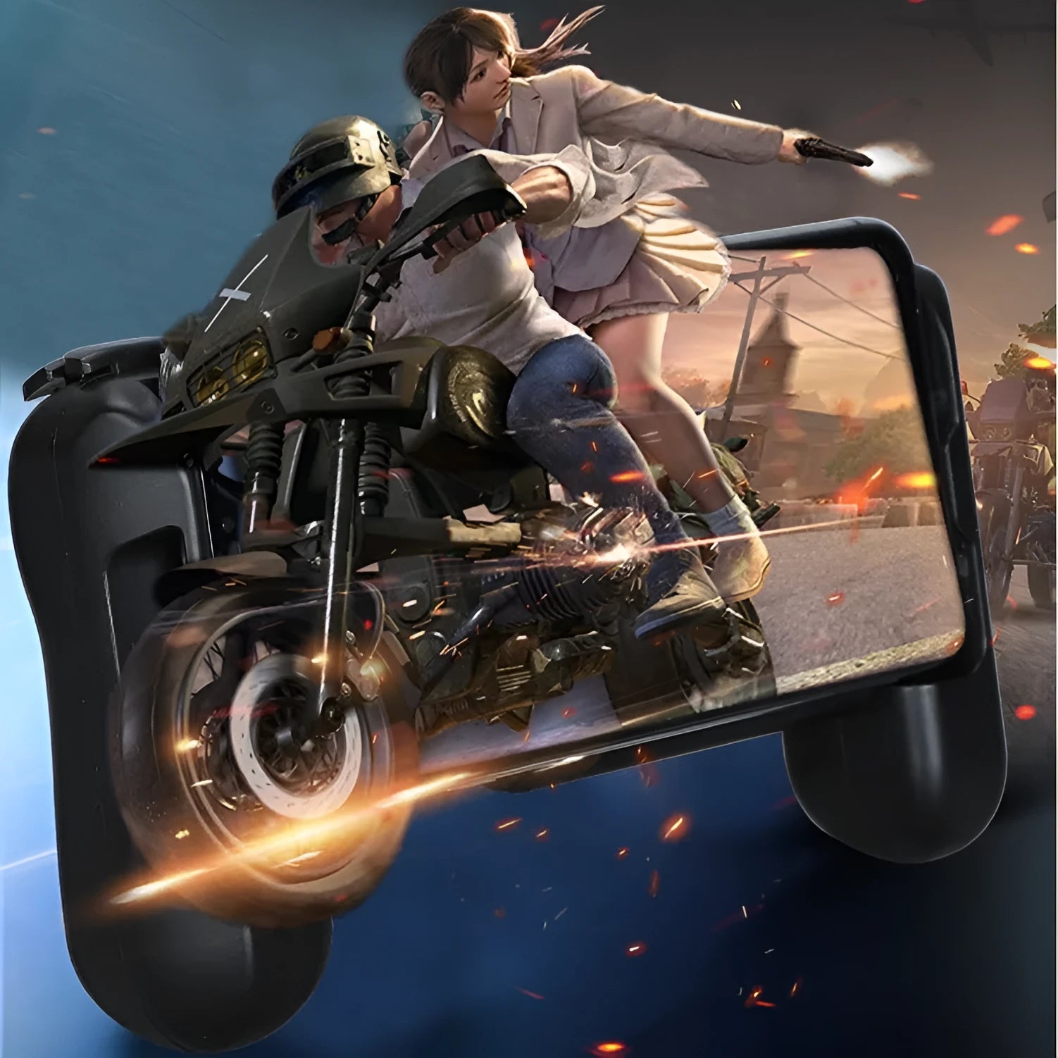 Black Bluetooth gaming controller for iPhone with cooling function and 2000mAh battery