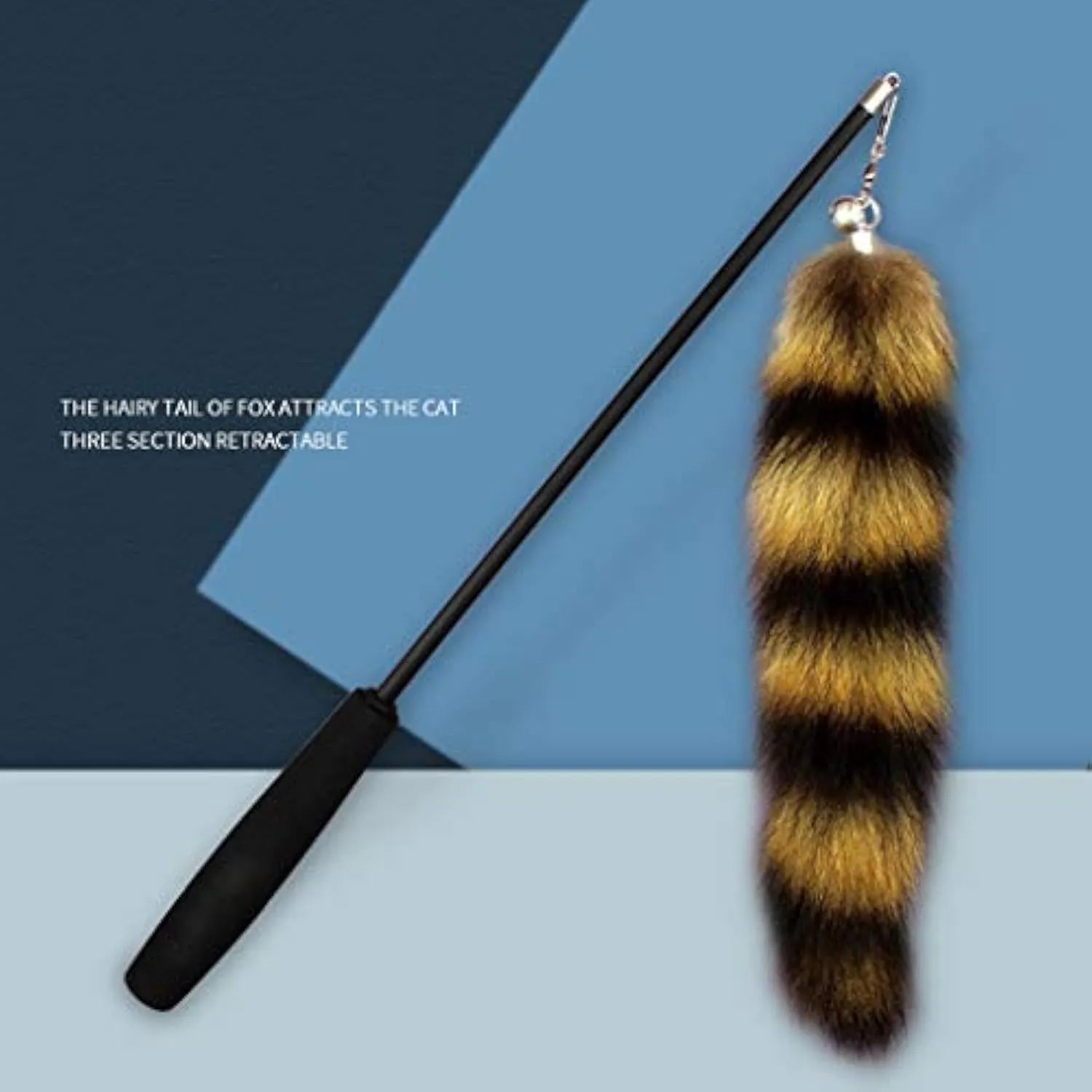 Black interactive cat toy wand with 42cm elastic string for kitten play