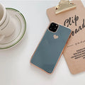 Solid blue TPU back cover case on an iPhone showing simple design and colour.