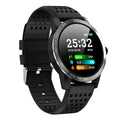 T2 smart bracelet with colour screen displaying heart rate on wrist in black or blue