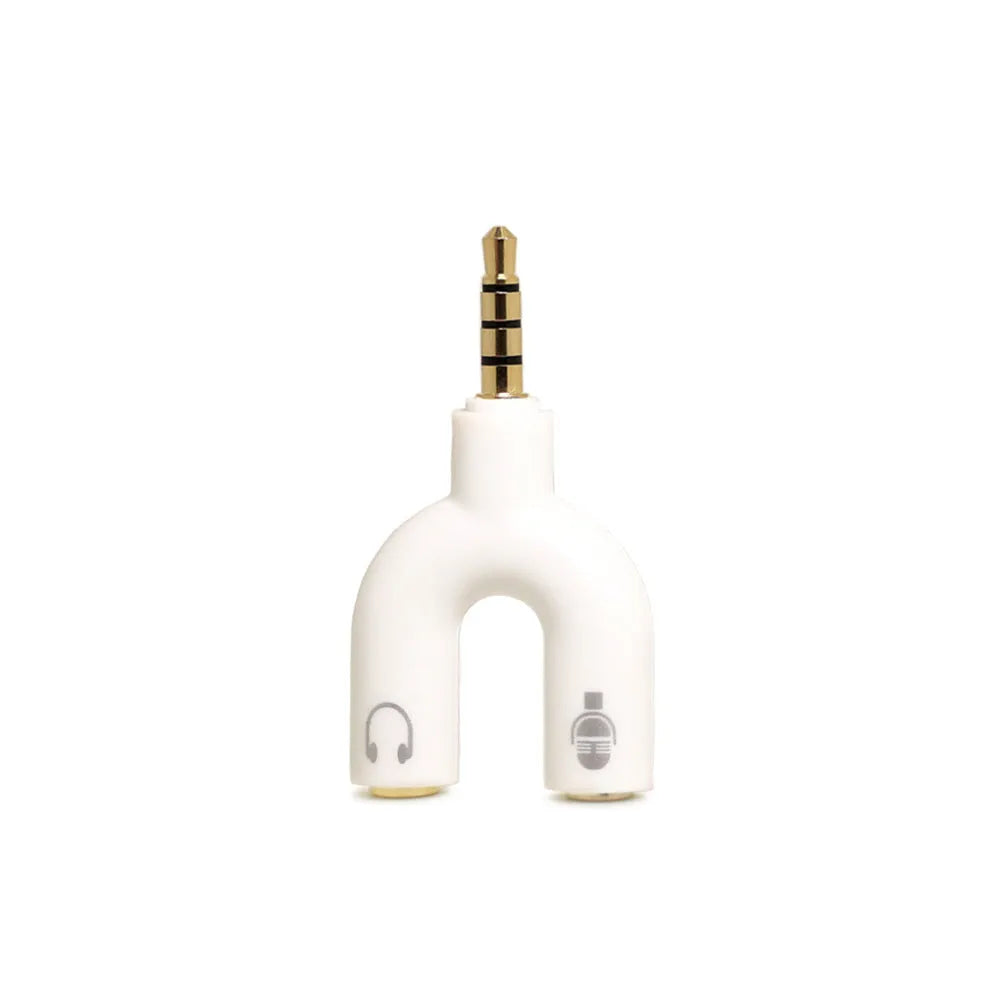 3.5mm audio splitter adapter in multiple colours with gold-plated connections