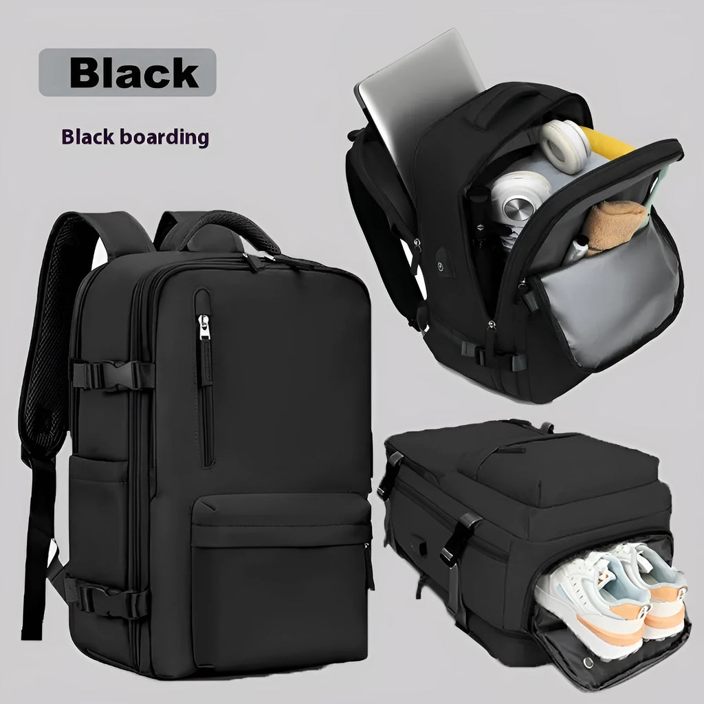 Women's large capacity oxford cloth luggage backpack with curved shoulder straps in light gray colour