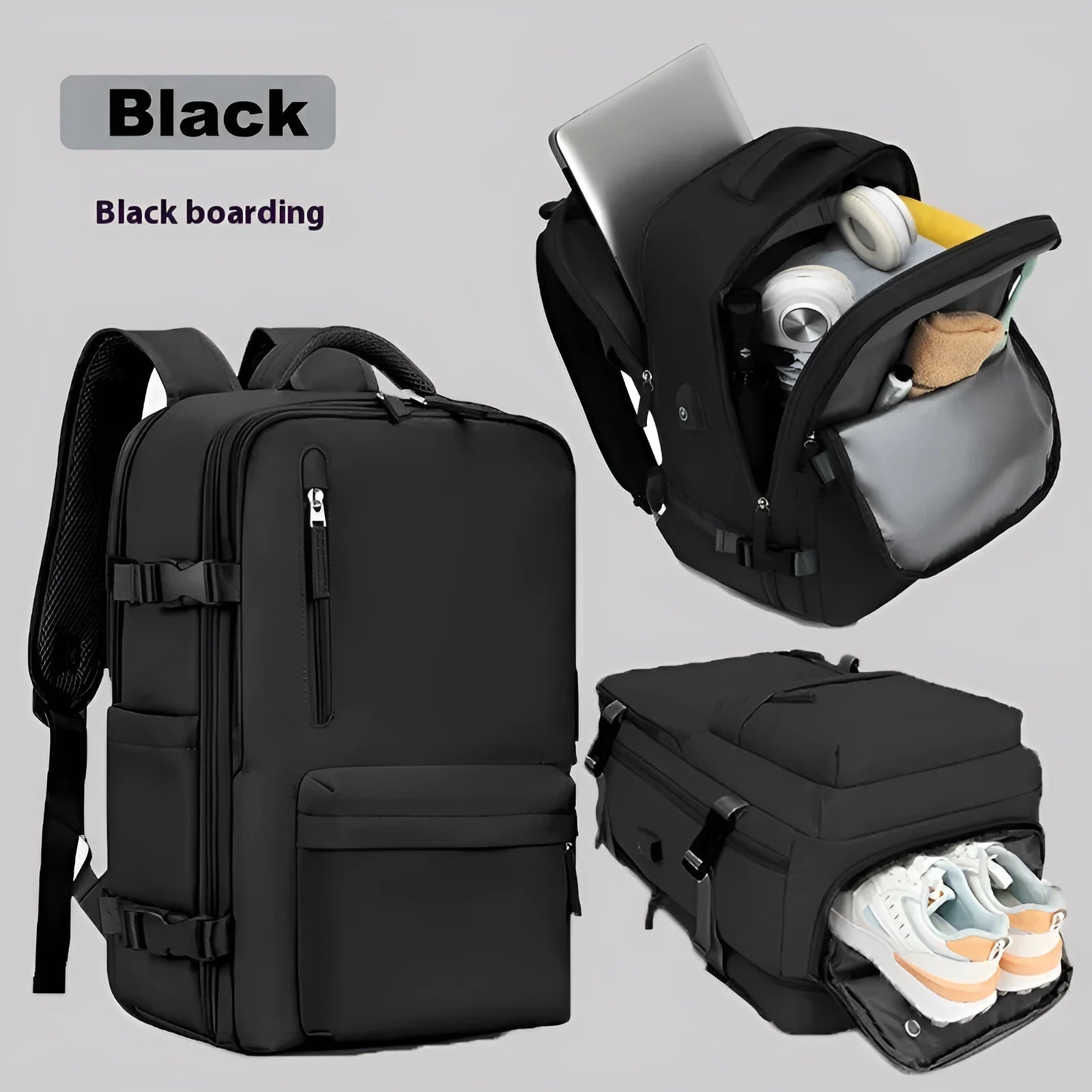 Women's large capacity oxford cloth luggage backpack with curved shoulder straps in light gray colour