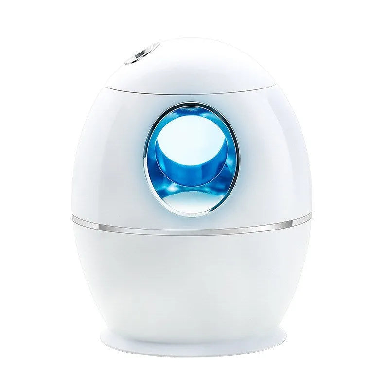 White columnar household air disinfection humidifier with USB port and mechanical controls.