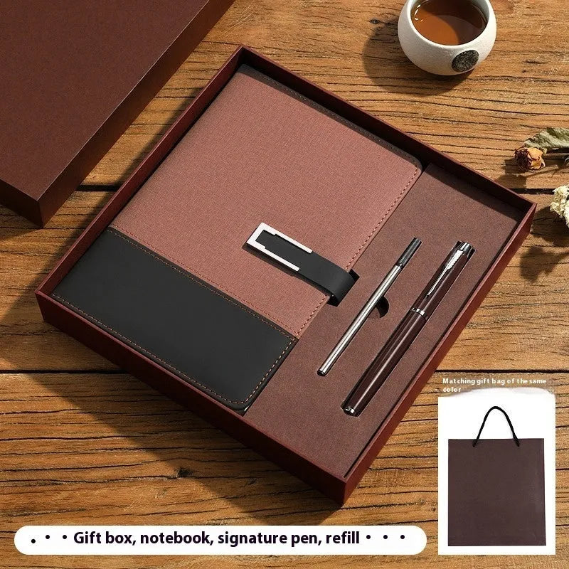 Genuine leather A5 business notebook with wood-free paper pages in multiple colour options including brown, black, green, blue, and red