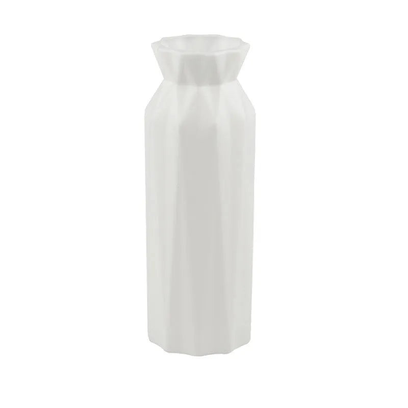 Drop-resistant melamine vase in grey, green, pink, or white for desktop or floor use.