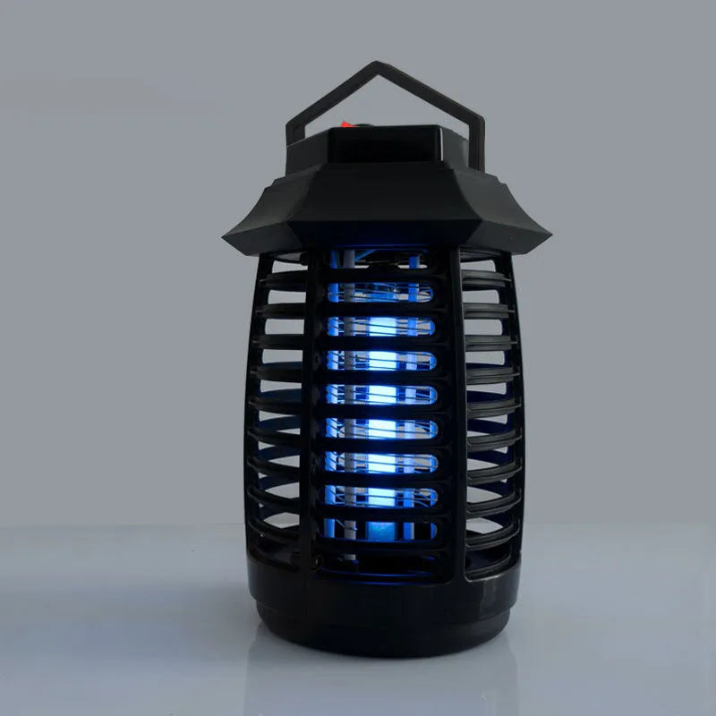 Black aromatherapy mosquito lamp with UV glass tube and LED decorative light for indoor insect control