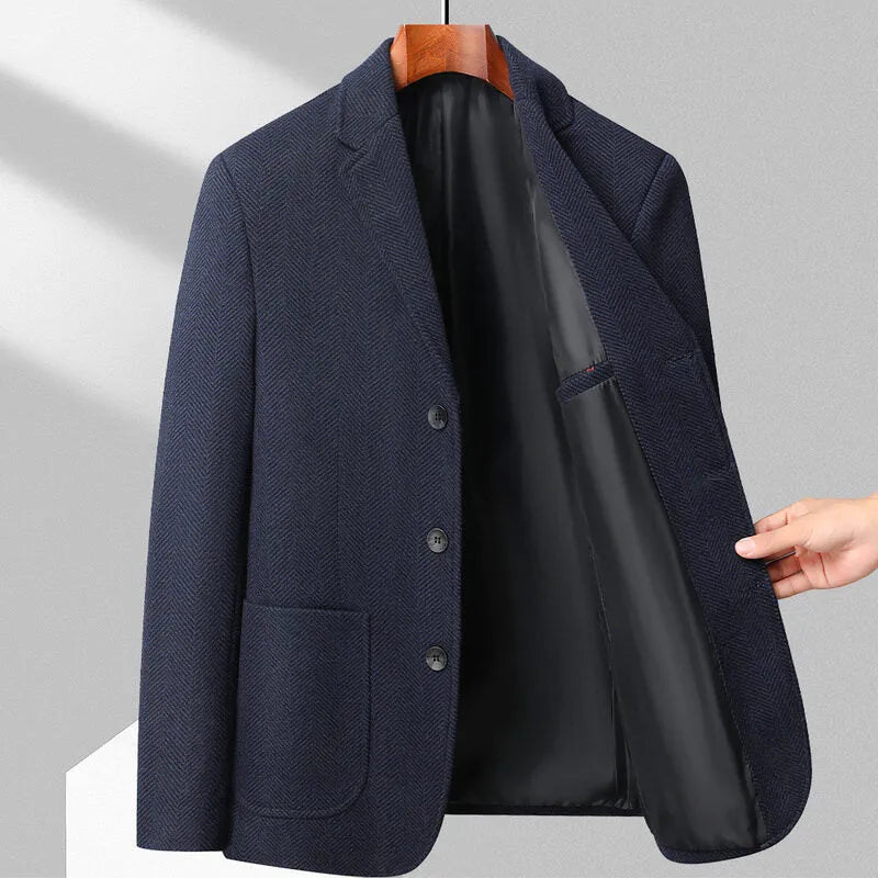 Men's loose-fit polyester suit coat in solid colours for spring and autumn casual wear