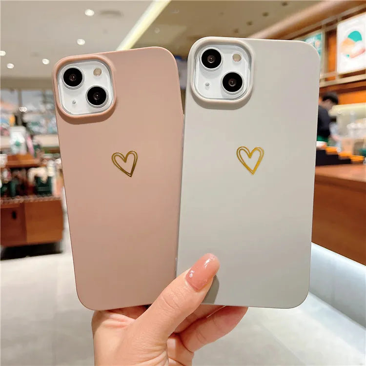 Brown soft silicone iPhone case featuring a hot stamping love design in a cute cartoon style
