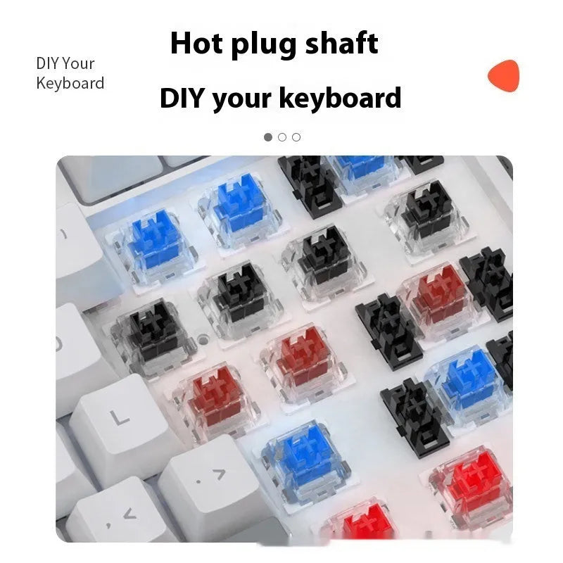 Bluish black 61-key mechanical keyboard with hot-swappable switches on desk