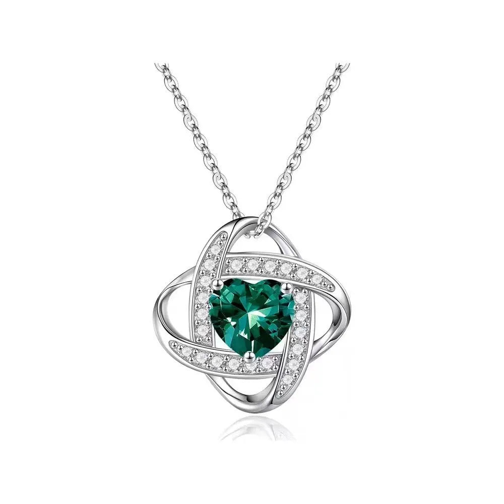 Copper heart necklace with electroplated gemstone colours on Tibetan silver plating