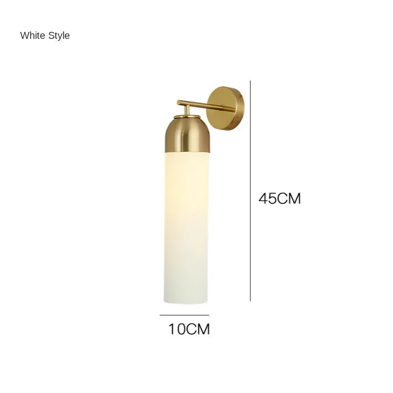 Nordic modern minimalist glass wall lamp with 450mm dimensions and E27 holder in living room setting