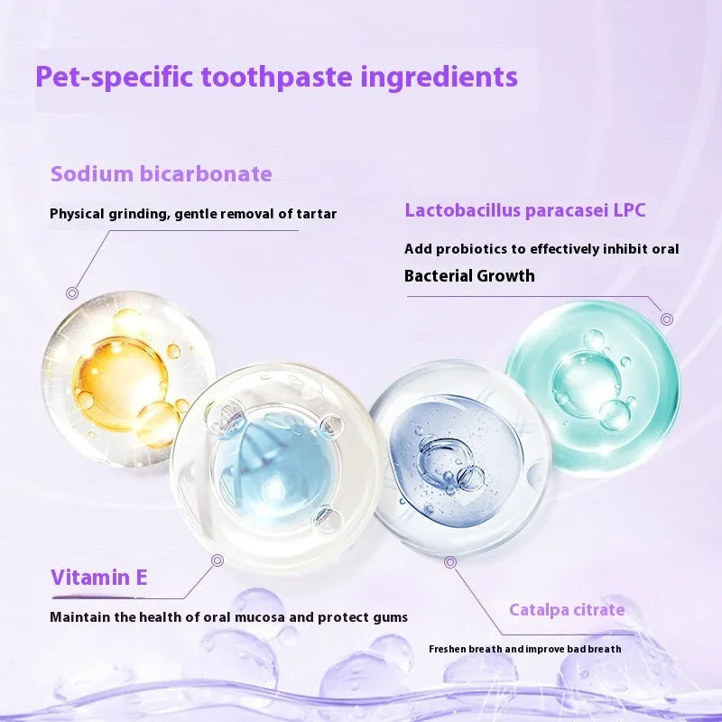 White pet toothbrush pen with 5ml dental cleaning solution for dogs and cats