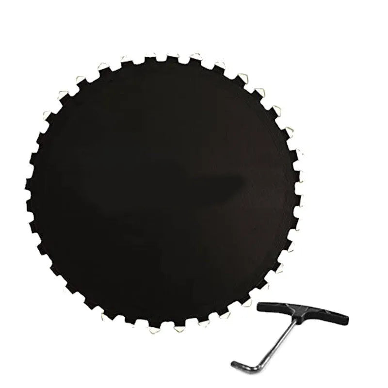 Round PP trampoline elastic fabric bungee cloth for replacement, shown in multiple sizes.