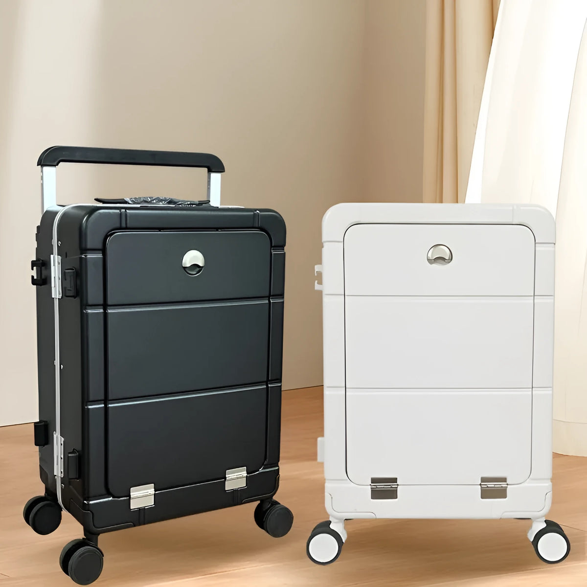 20-inch front opening suitcase with dry wet separation compartments in multiple colours