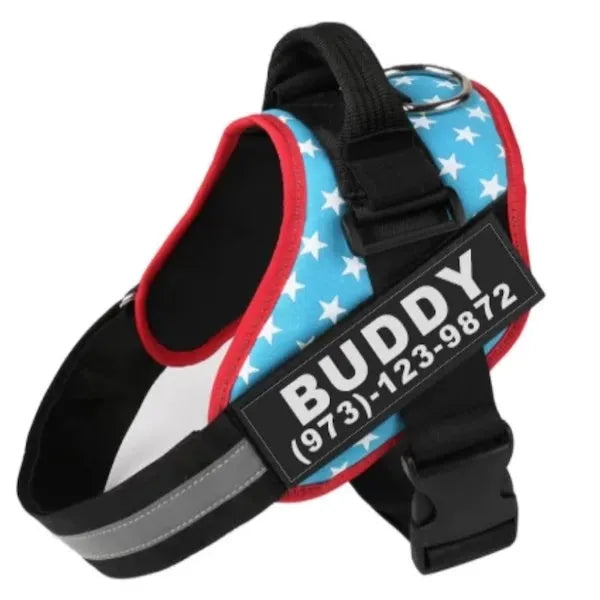 Reflective adjustable nylon no-pull dog harness vest in multiple colours