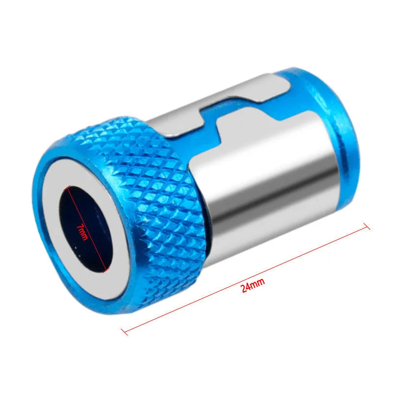 Light blue screwdriver bits with magnetic ring for slotted metric screws